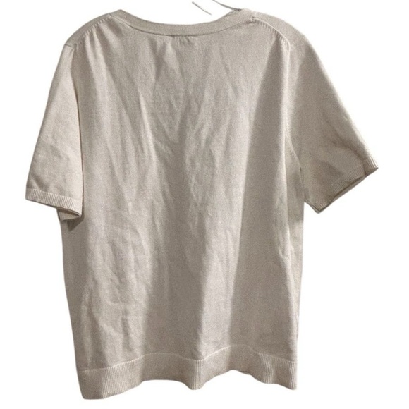 Talbots Women's XL Ivory Short Sleeve Button Down Cardigan Sweater - Picture 3 of 11